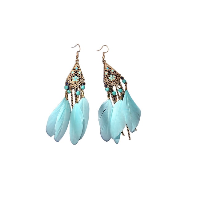 Pendientes de plumas Qarigey para mujer Joyería negro Cómodo Clásico Elegante