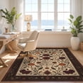thumbnail image 3 of Design&I 8'x10' Washable Area Rug Beige Autumnal Burgundy Floral Pumpkin Design Elegant Vintage Style for King Size Bedroom, Under Bed, Sleek Flatweave Pet Friendly, 3 of 7