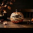 thumbnail image 5 of WUJGXI 4 Styles Resin Halloween Pumpkin Figurine Wrapped & Scary O Face Pumpkin Statues Fall Tabletop For Home Party Fireplace Ornament Decoration, 5 of 6