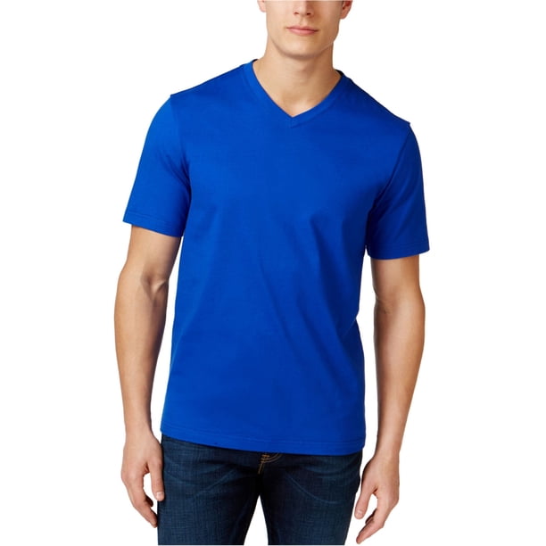 Camiseta básica con cuello en V para hombre Club Room, azul, grande