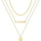 thumbnail image 1 of Collares en capas de oro para mujer, chapados en oro de 14 quilates, perlas de barra de revestimiento múltiple, disco, luna, mariposa, medallón, gargantilla ajustable en capas delicadas, 1 of 2