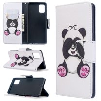 Dteck Case For Samsung Galaxy A71 4G (6.7 inch), Magnetic Patterned Folio PU Leather Wallet Case Card Slots Pocket Flip Stand Protective Phone Cover ,Panda