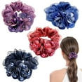 thumbnail image 7 of Fashion Parties Daily Use Lace Double Layer Rhinestone Flower Hair Scrunchies Rubber Hairbands Elastic Hair Bands Hair Ties BLUE, 7 of 7