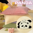 thumbnail image 2 of Funda de almohada bordada de PANDA acolchada, funda de almohada suave de Color sólido, funda de cojín gruesa decorativa para el hogar, 48x74cm, 2 of 5