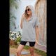thumbnail image 4 of Sudadera con Capucha de Media Cremallera para Mujer, de Corta, Informal, con Bolsillos. Gris L, 4 of 10