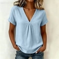 thumbnail image 2 of Cilsoka Cotton Linen Tops for Women 2026 Roll Up Short Sleeve V Neck Lightweight Breathable Shirt Summer Casual Loose Fit Blouse, 2 of 6