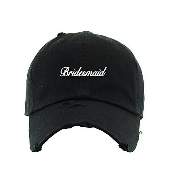Bridesmaid Vintage Baseball Cap Embroidered Cotton Adjustable Distressed Dad Hat Black