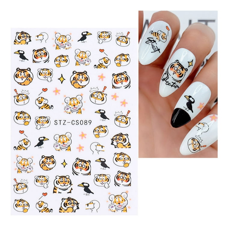 Nail Art 3D Decal Stickers Animal Cow Print Nails Irregular Black Spots  Adhesive Sticker Manicure Decoration