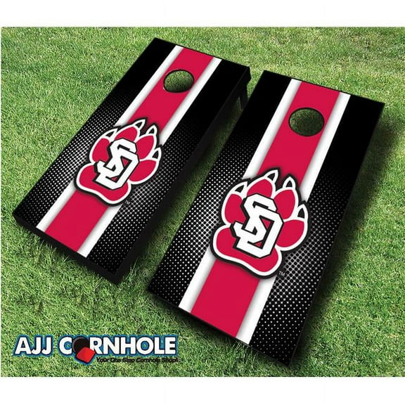 AJJCornhole 110-SouthDakotaStriped South Dakota Coyotes Striped Theme Cornhole Set with Bags - 8 x 24 x 48 in.