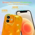 thumbnail image 3 of Case for iPhone 12, Cute Laser 3D Water Ripple Bling Glitter Wave Shape Phone case Luxury Holographic Case for Women Girls Kawaii Girly Case Silicone Protection Cover-Fluorescent Orange, 3 of 17