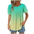thumbnail image 2 of JMKQLZ Ladies' Spring And Summer Casual Solid Color Sleeve Round Neck Top Sleeve Round Neck Top/Shirt, 2 of 7