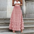 thumbnail image 5 of Womens Multilayer Ruffle Tulle Skirt Sweet Pleated Highs Waist Maxi Skirt Fairys Cake Dress Long Tutus Party Skirt Gifts, 5 of 9