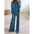 thumbnail image 4 of Womens 2 Piece Outfits Fall Lounge Set Oversized Chunky Knit Sweater Top Wide Leg Pants Loungewear Clothes M, 4 of 7