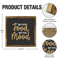 thumbnail image 2 of Eveokoki Kitchen Sign with Rustic Wood Frame 8x8 Inch, Better food mood , Kitchen Decor , Farmhouse Kitchen Decor , Kitchen Decorations Wall Sign , Dining Room Wall Decor Sign, 2 of 5