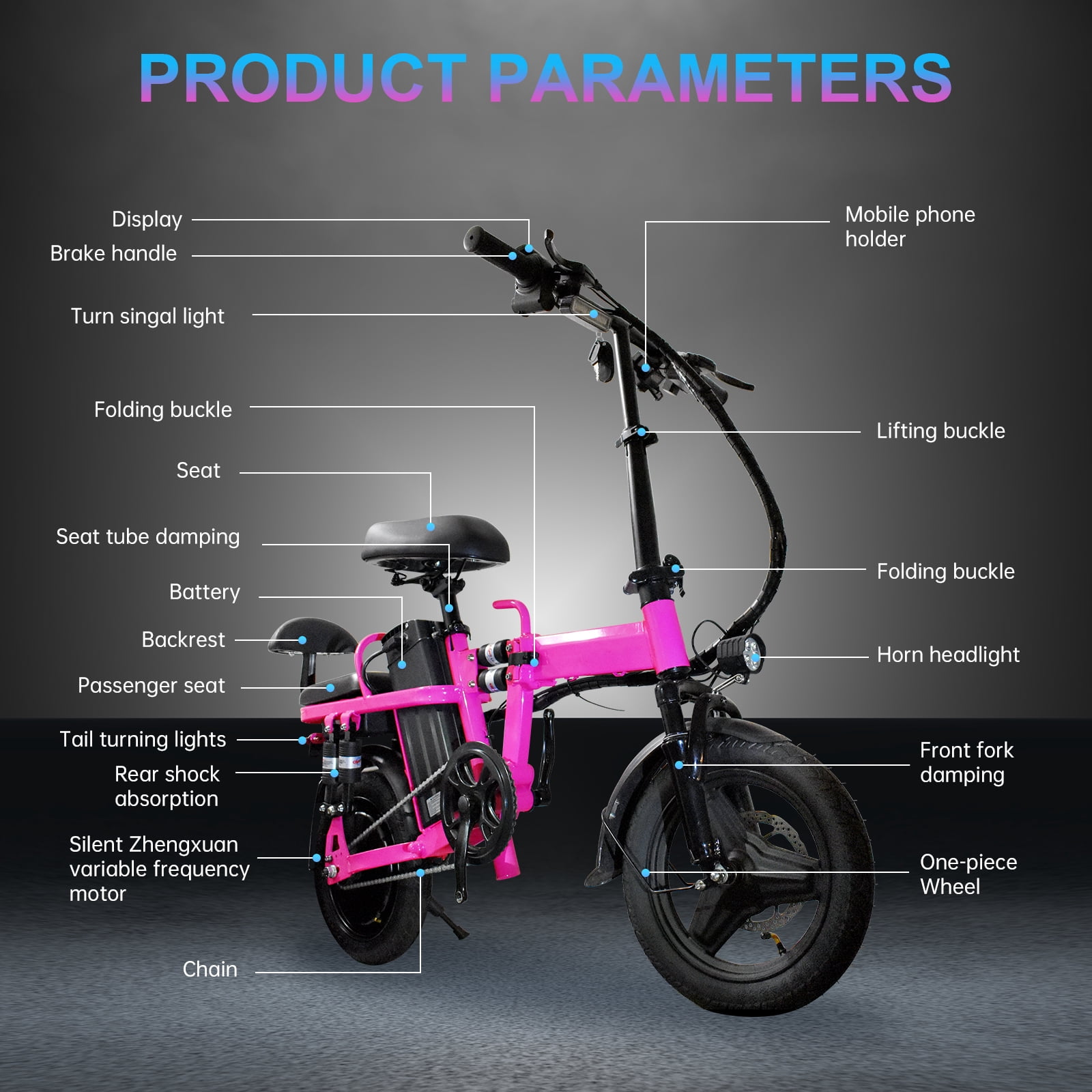 750W Folding Electric Bike,48V 20AH Removable Battery E Bike,20MPH,50 Miles Max Range Electric Bike for Adults,14" Tire Foldable ebike,Adult Electric Bicycle for Commute