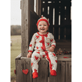 thumbnail image 6 of Miaouyo Infant Baby Girls Boys Valentines Day Romper 0 3 6 12 18 Months Heart Candy Pattern Long Sleeve Zip Up Round Neck Footed Jumpsuit with Hat, 6 of 9