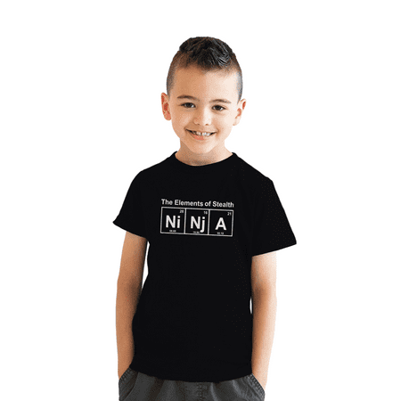 Youth Ninja Element of Stealth T shirt Funny Science Warrior Kids Nerdy Tee