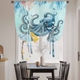 thumbnail image 3 of Coastal Octopus Blue Tie Up Curtains for Windows, Adjustable Balloon Window Shades, Summer Beach Nautical Coral Starfish Kitchen Window Treatments Farmhouse Short Curtains with Rod Pocket 42"x45", 3 of 8