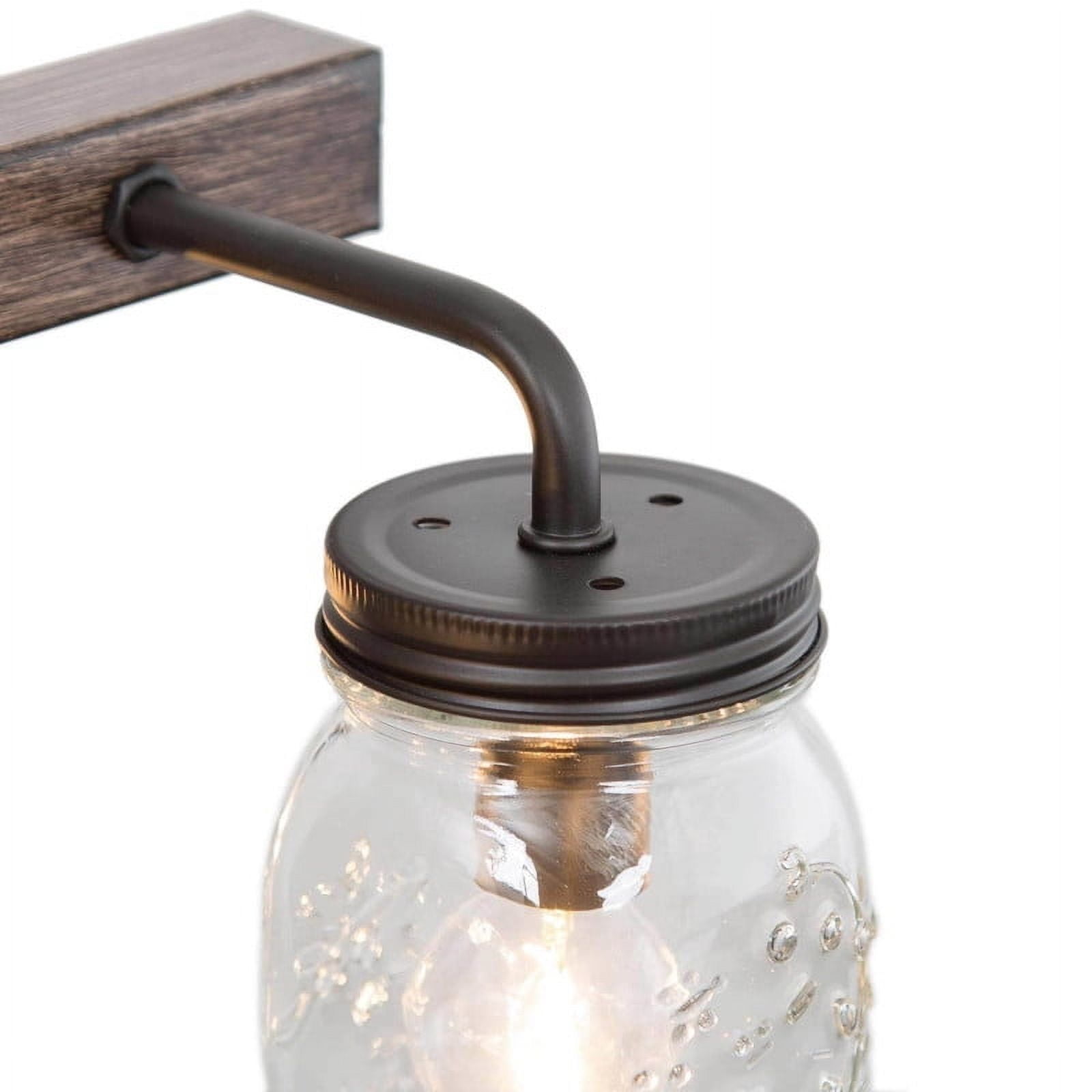 LNC Farmhouse Mason Jar Chandelier with 6 Lights, Rustic Wood Kitchen Island Light Fixture