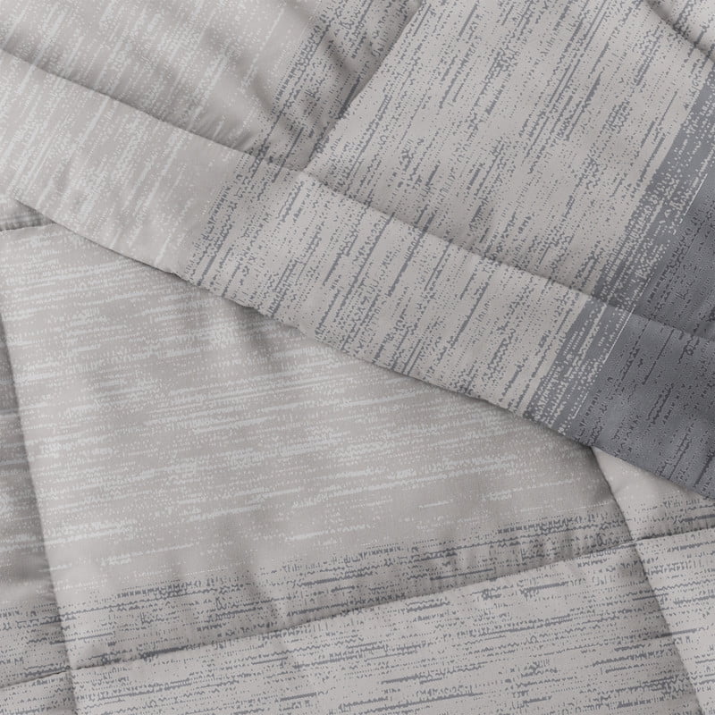 Noble Linens 2-Piece Gray Ombre Print Comforter Set, Twin/TwinXL