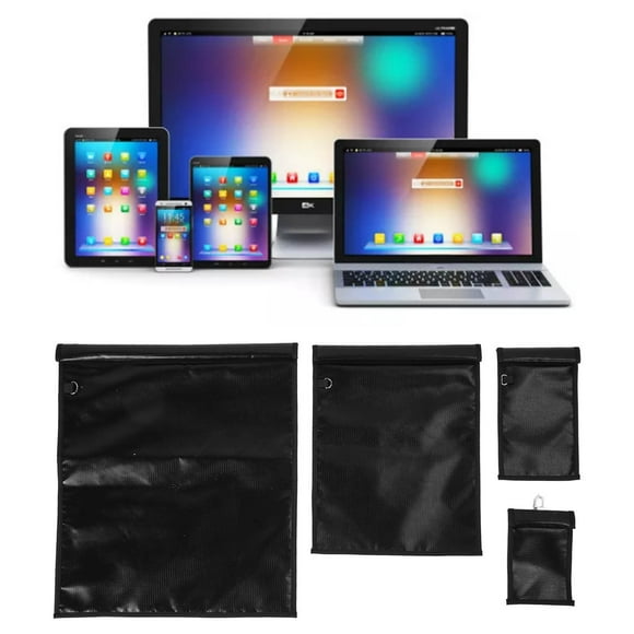 Faraday Key Fob Protector Faraday Bags For Phones Faraday Cages Pouch 4Pcs Faraday Bag Black Portable Fireproof Waterproof Safe Reliable Faraday Blocking Bag For Laptops Tablets