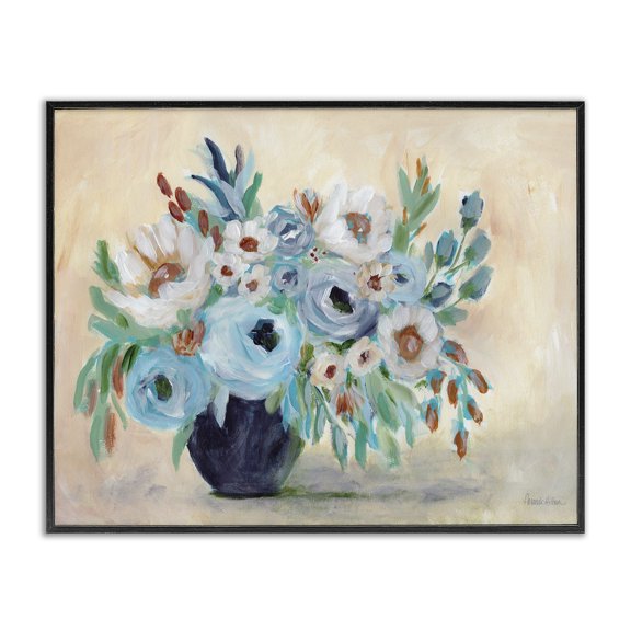 Stupell Industries French Country Round Blooms Bouquet Black Framed Giclee Art, 14 x 11, by Amanda Hilburn
