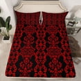 thumbnail image 2 of jejeloiu Ancient Damask Jacquard Twin Sheet Sets,Red Black Bedding For Girls Kids 3pcs, 2 of 7
