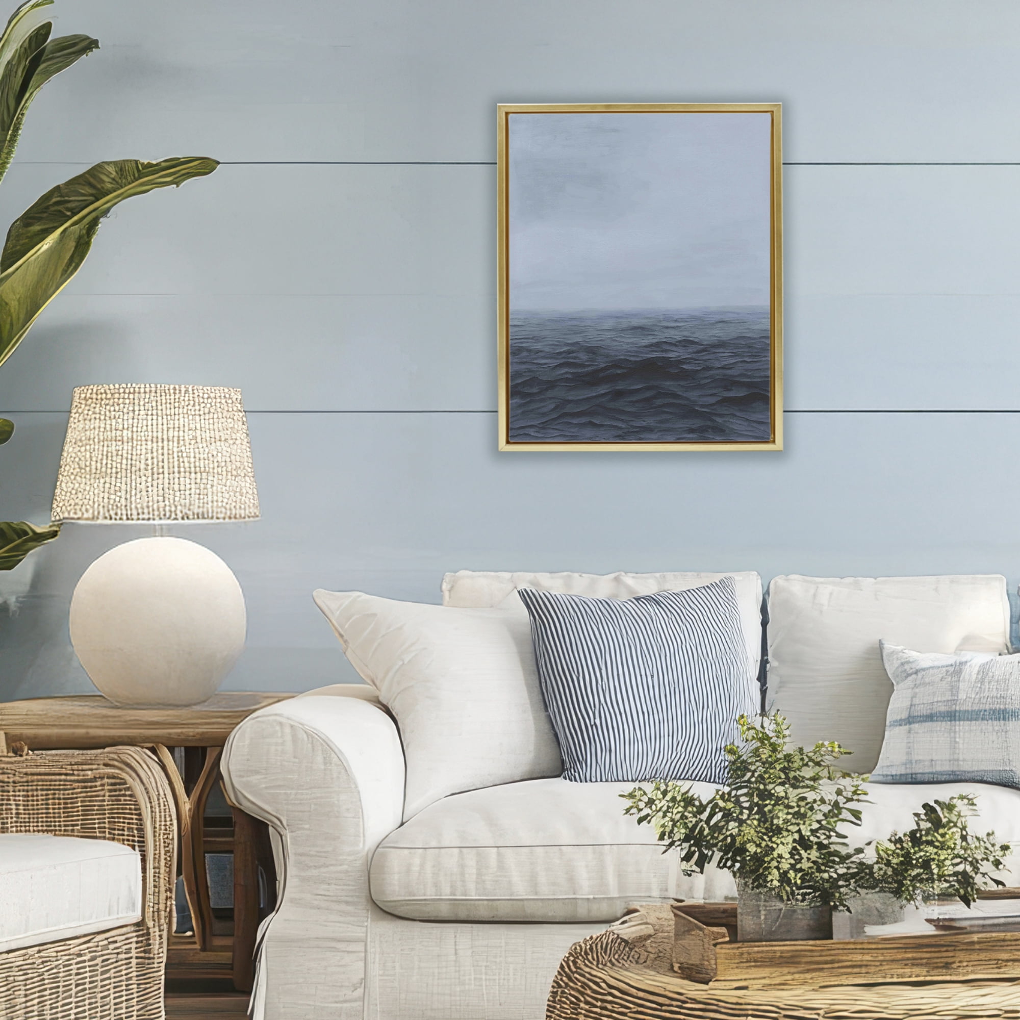 Stupell Industries Vast Ocean Expanse Gold Framed Floater Canvas Wall Art, design by Michael Willett