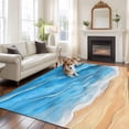 thumbnail image 2 of Blue Coastal Beach Area Rugs 5'x8', Washable Small Throw Rugs for Classroom Bedroom, Summer Nautical Ocean Beige Seaside Indoor Outdoor Rug Non-Slip Low Pile Carpet Runner Reversible Floor Mats, 2 of 8