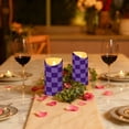 thumbnail image 6 of Purple Checked Pattern Flameless Candles 2 PCS with Remote Realistic Moving Flame LED Tapered Pillar Set for Home Decor, 6 of 7