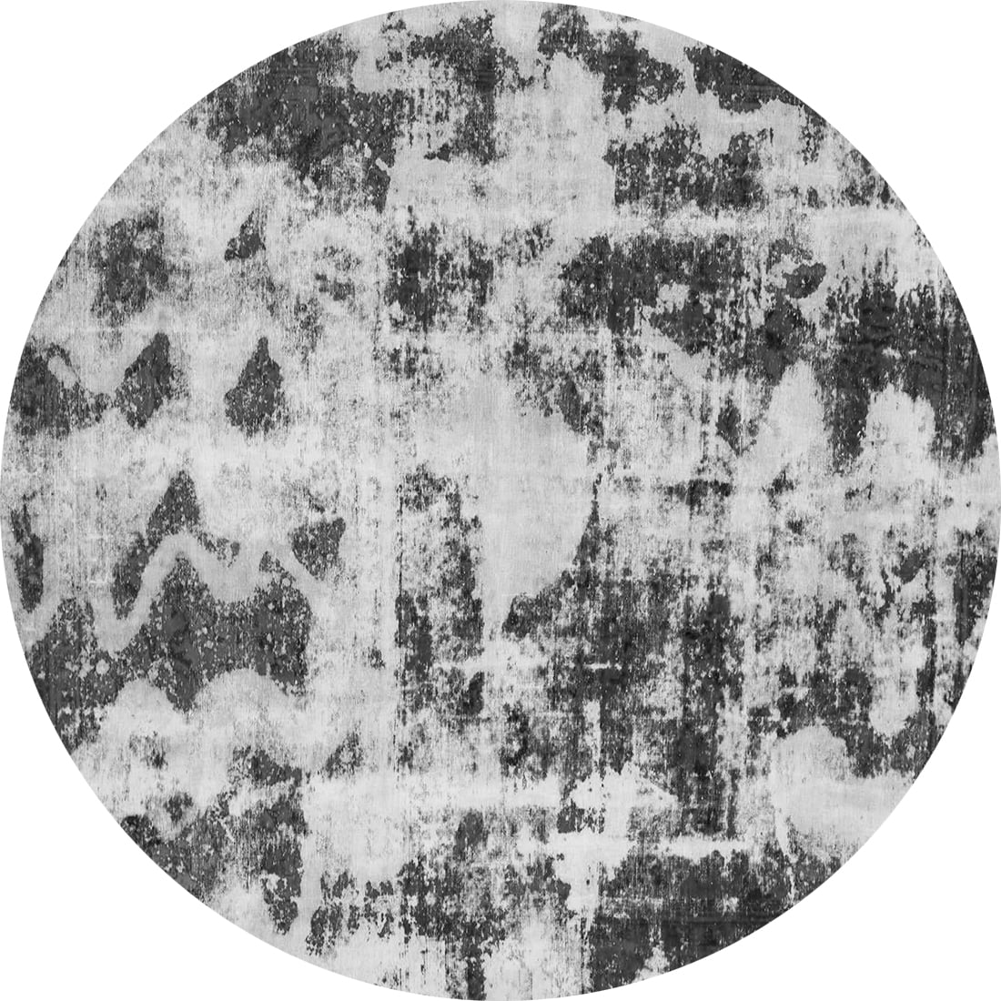 Ahgly Company Indoor Round Abstract Gray Modern Area Rugs, 8' Round