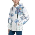thumbnail image 2 of Kll Unisex Kids Boys Girls Hooded Pocket Pullover Hoodies-Pale Blue Lotus Flowers, 2 of 9