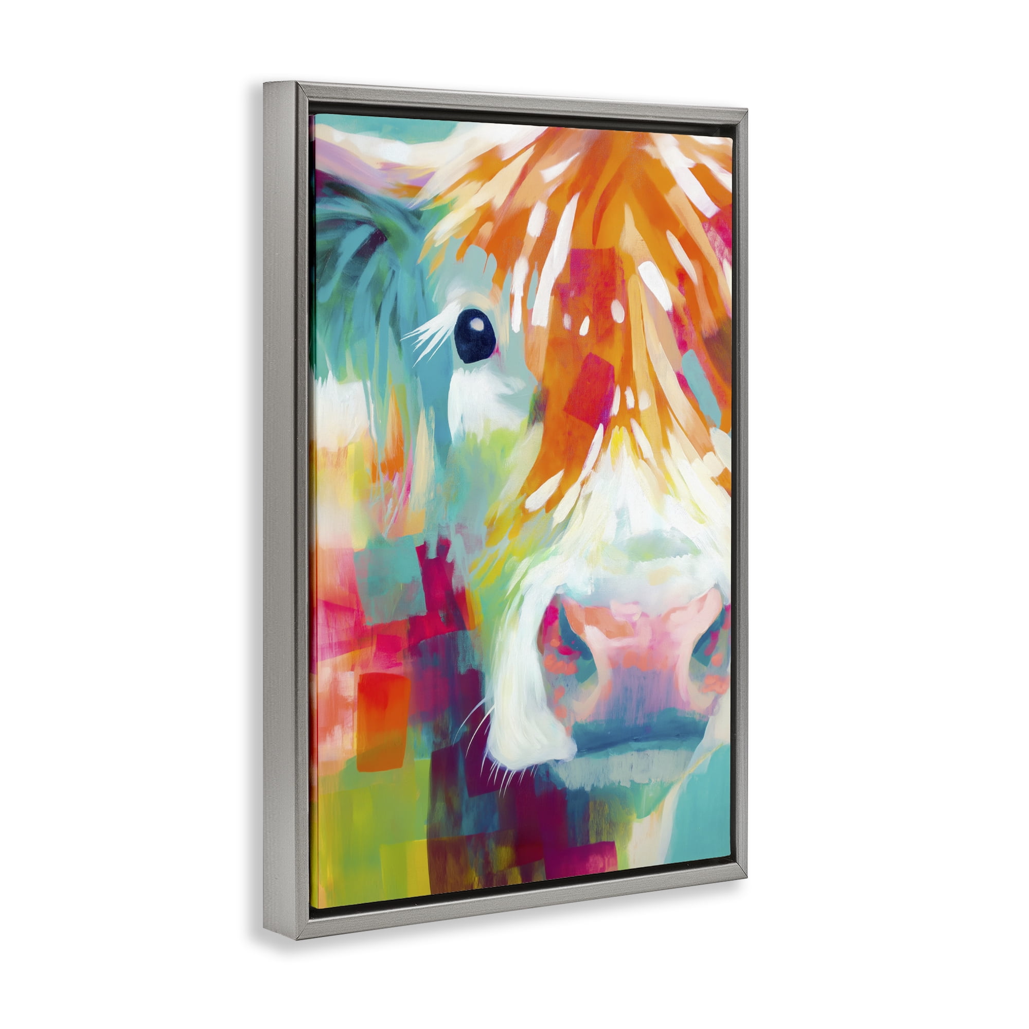 Stupell Industries Highland Portrait in Brights Gray Framed Floater Canvas Wall Art, design by Chromatic Storm Studio