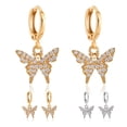 thumbnail image 2 of Women Earrings Fashion Rhinestone Small Butterfly Dangle Earrings Hoop Earrings, 2 of 10