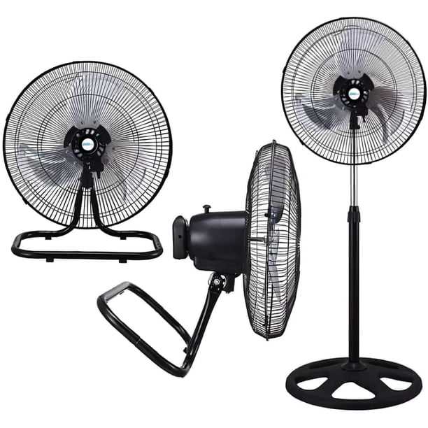 Ventilador 3 En 1 Aerotec De 18 Pulgadas 85W Potencia Aspas De Metal VM-181 Negro