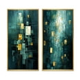 thumbnail image 2 of Designart "Tranquil Serenity Abstract in Turquoise and Gold I" Abstract Painting Framed Wall Art Set Of 2 - Modern Gold Gallery Wall Frame Set For Home Decor, 2 of 6