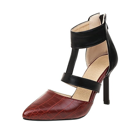 

Wmkox8yii Women s Shoes Back Zip Ankle Strap Sandals Super High Heel Pointed Toe Stilettos