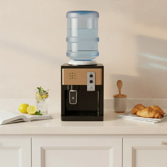 10.6*9.44 Top Loading Hot Cold Water Dispenser Freestanding Cooler 5 Gallon Home Office Champagne Gold Black