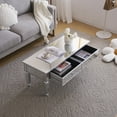 thumbnail image 4 of Ktaxon 41'' Mirrored LED Coffee Table with Storage, Rectangle Mirror Cocktail Table with 2-Drawers for Living Room, Silver, 4 of 12