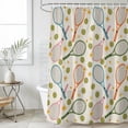 thumbnail image 2 of Tennis Rackets Shower Curtains for Bathroom, Waterproof Fabric Bath Curtains Decor, Bath Tub Curtain Farmhouse Flowers Ball Sports Theme Decorative Shower Curtain Sets with 12 Hooks, 72x72 Inch, 2 of 7