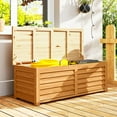 thumbnail image 1 of Outsunny 176L Outdoor Deck Box with 2 Safety Hinges for Porch Light Brown, 1 of 10
