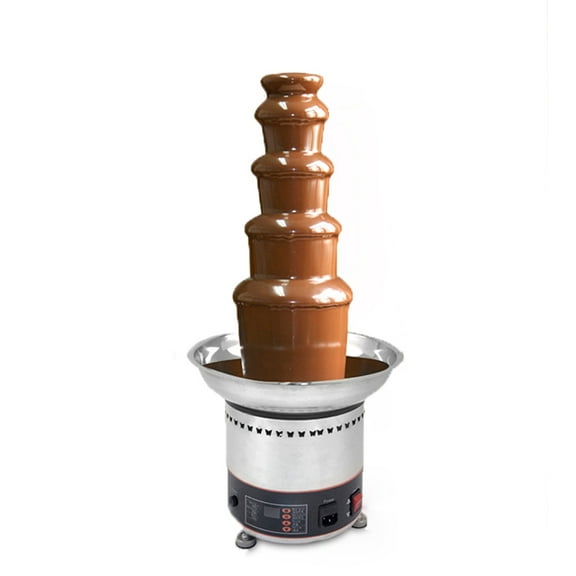 5 Tiers Chocolate Waterfall Fountain Heating Chocolate Fondue Fountain Chocolate Melting Machine with Digital Display 8.8lbs Capacity 110V