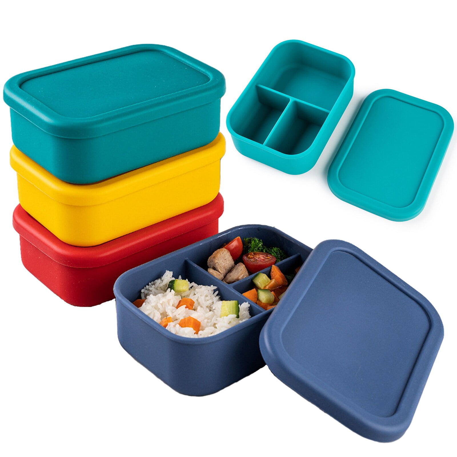 Bento Boxes for Adults Durable Silicone Lunch Box for OntheGo Meal