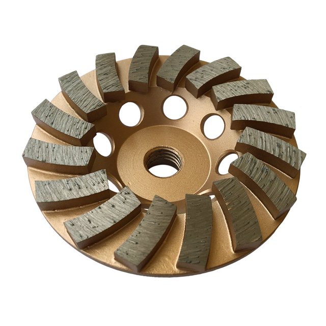Muelas abrasivas de diamante de 4"" para concreto o mampostería 16 segmentos turbo Grano 30/40 Enlace medio Eje de 5/8"-11
