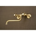 thumbnail image 2 of Kingston Brass KS115SB Essex Two Handle Wall Mount Bathroom Faucet, Brushed Brass, 2 of 5
