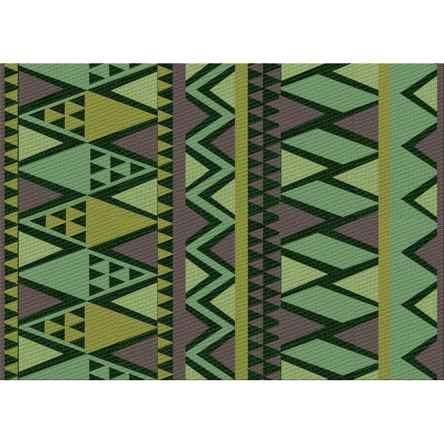 Ahgly Company Machine Washable Indoor Rectangle Transitional Green Onion Green Area Rugs, 7' x 9'