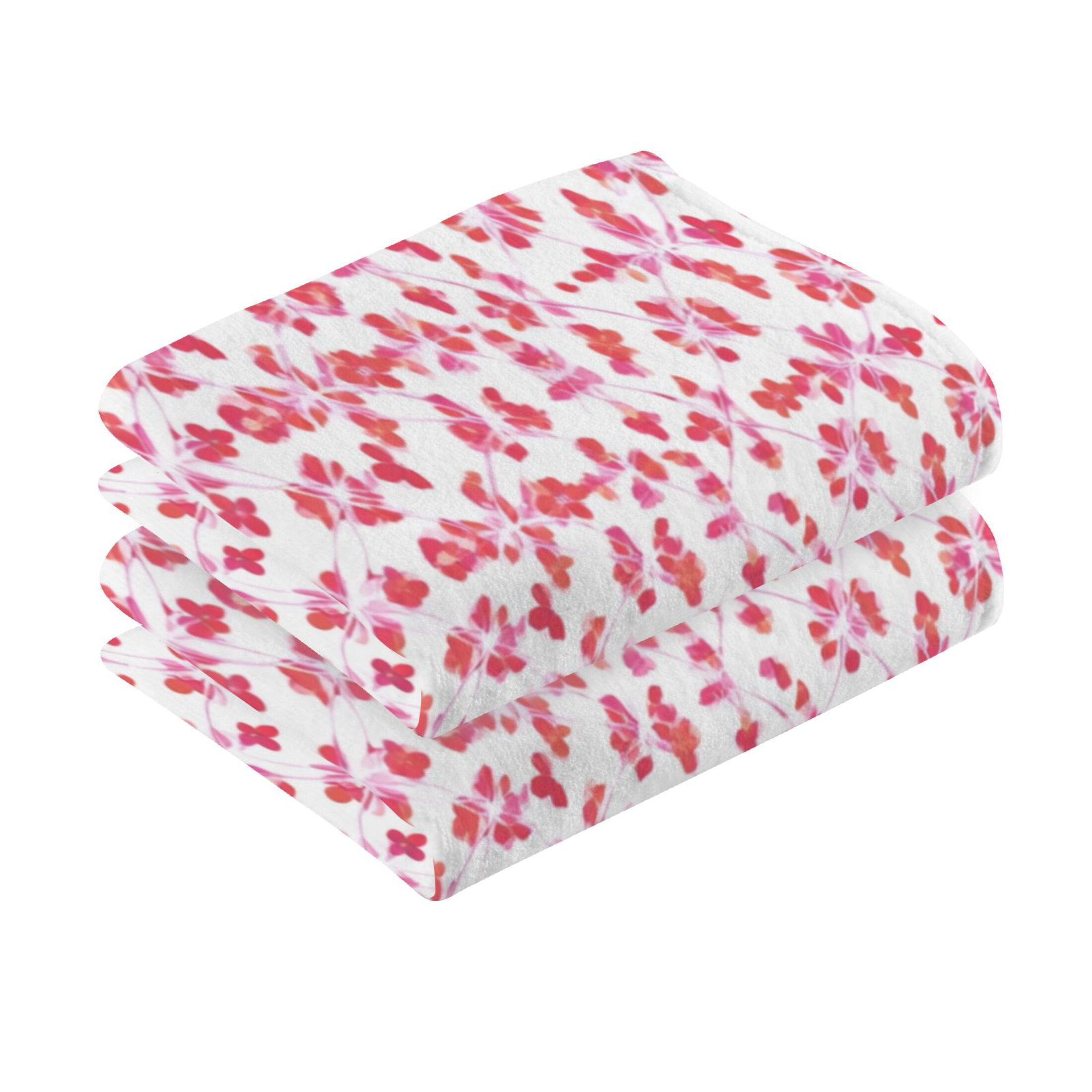 2 Pieces of Cotton Towel Face Towel Set Hand Towel Bath Towel Cotton Bath Towel Sets Blush Dots Soft Texture Weave