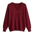 thumbnail image 6 of Horkkom Pullover Sweaters for Women Solid Color Office V Neck Knit Sweater Loose Casual Trendy Tops XXL, 6 of 6