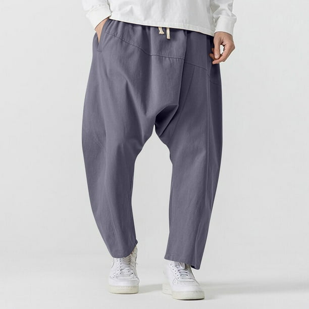 Pantalones largos para hombre, casuales, de moda, para vacaciones, con bolsillos y cintura elástica, lisos y empalmados.