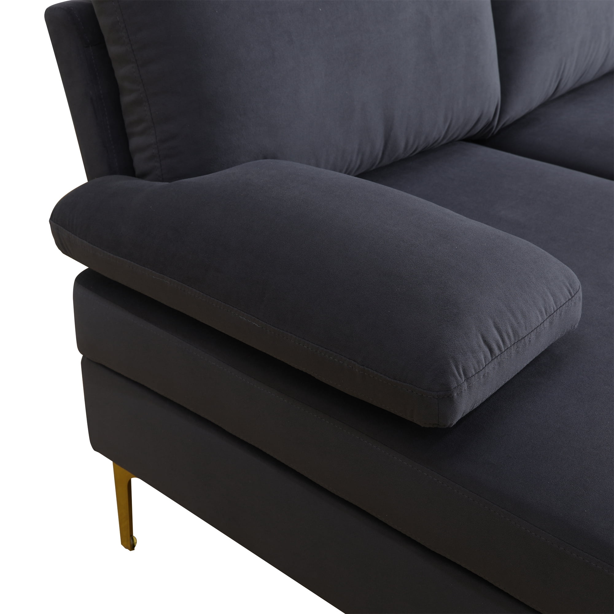 Aukfa U-Shape Sectional Sofa for Living Room, Deep Seat Sleeper Couch, Pillow Top Arm, Flannel, Gray